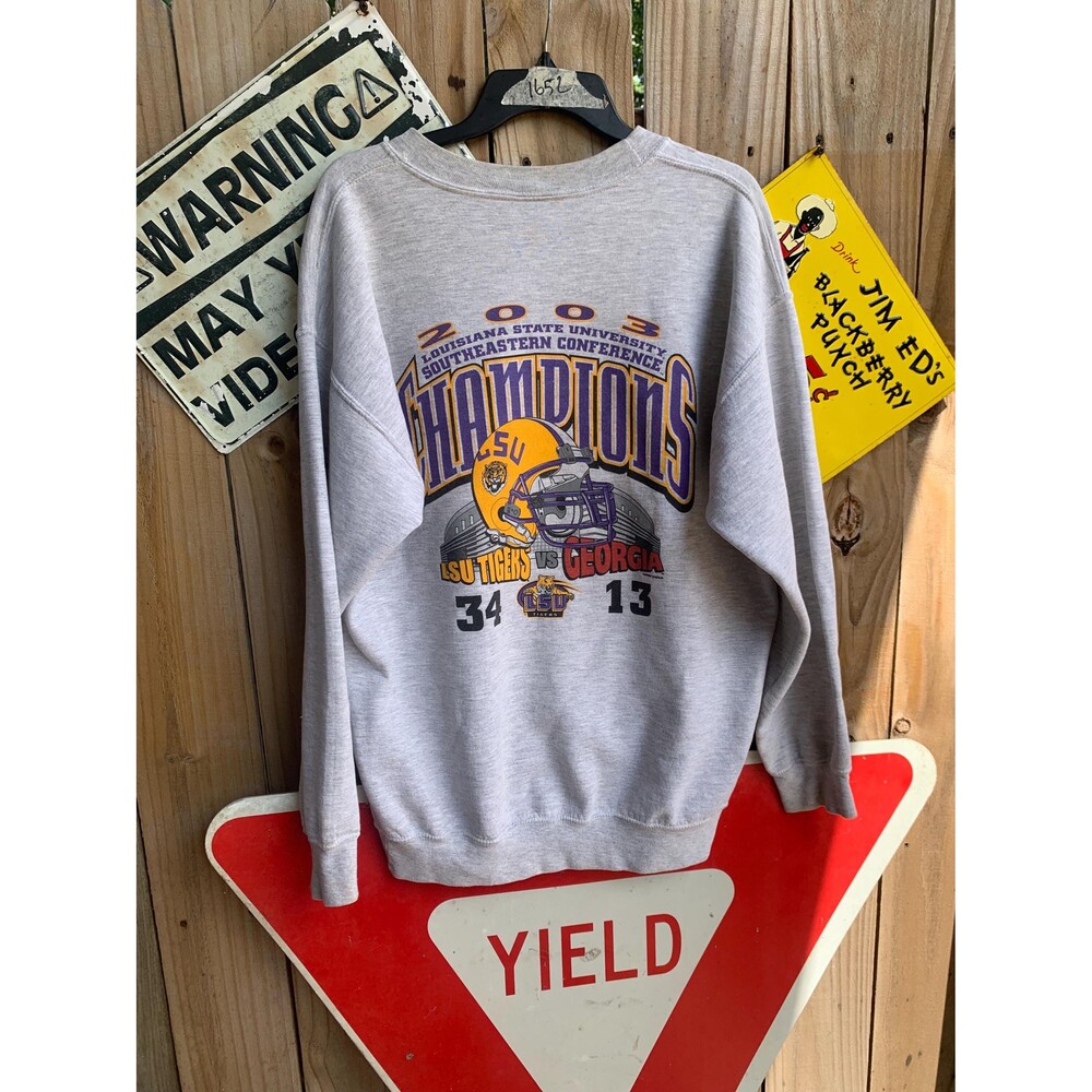 Vintage 2003 Grey and purple LSU Champions sweatshirt Size L